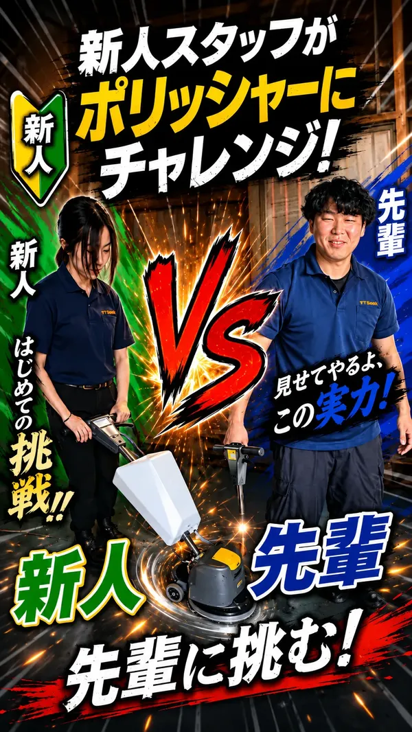 Two Seek様SNS動画「新人スタッフがポリッシャーにチャレンジ」のサムネイル